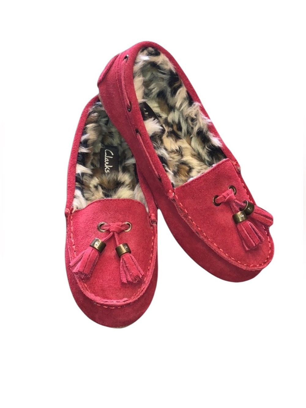 Clarks Red Suede Moccasins